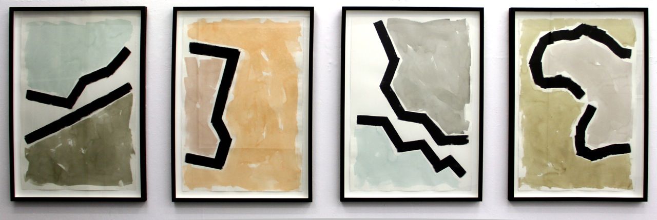 Click the image for a view of: Marcus Neustetter. Proximity I, Wall I, Proximity II, Wall II. 2014. Ink on paper. 1115X815mm each, framed